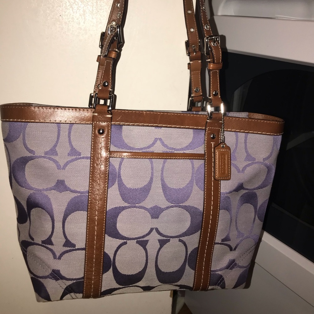 Coach Signature Canvas Leather Trim Tote